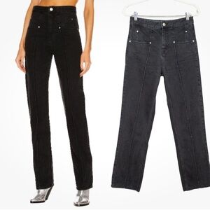 Isabel Marant Lirokayo Trousers Jeans Black Straight Leg High Waist FR42 US 10